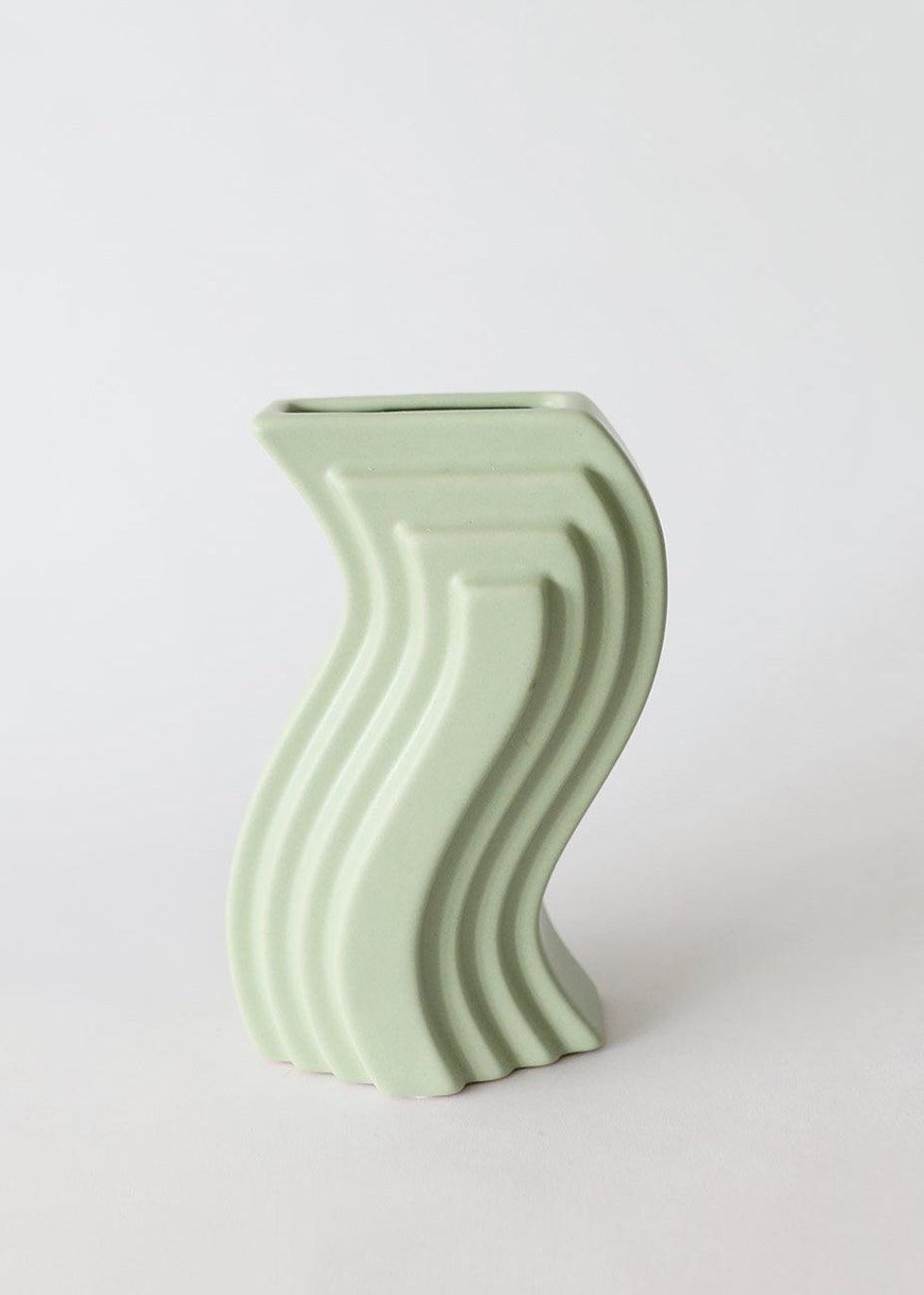 sage green wave vase