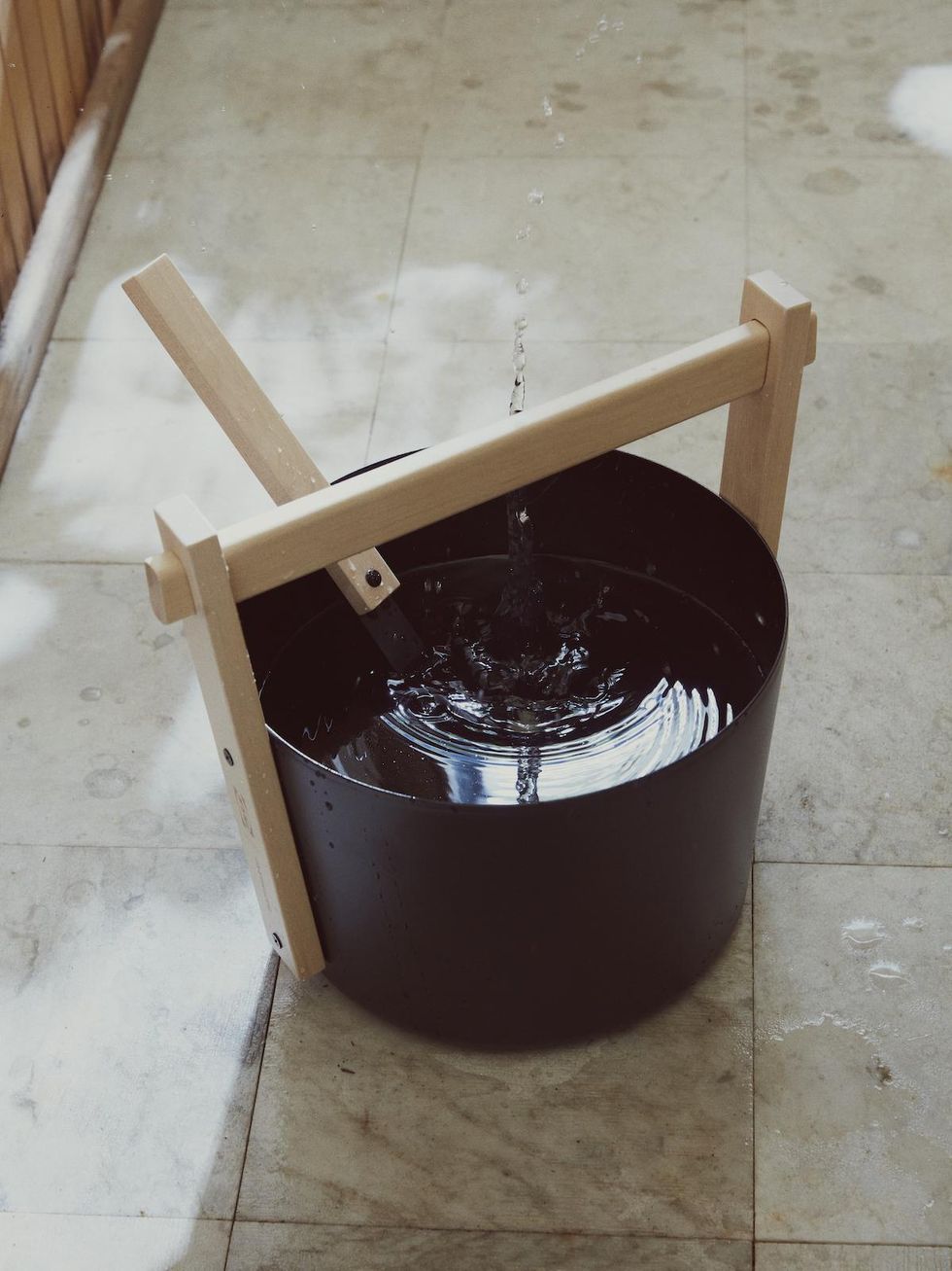 Sauna bucket with ladle