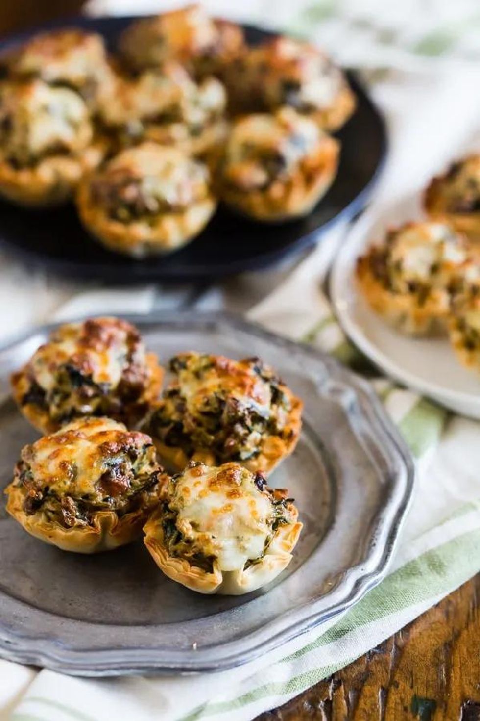 Sausage, Spinach and Mushroom Phyllo Cups