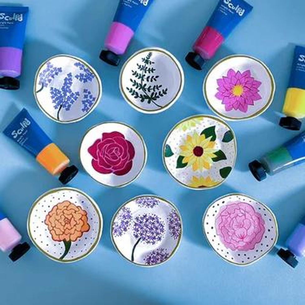 Sculpd Pottery Kit With Paint Set, Floral Tones