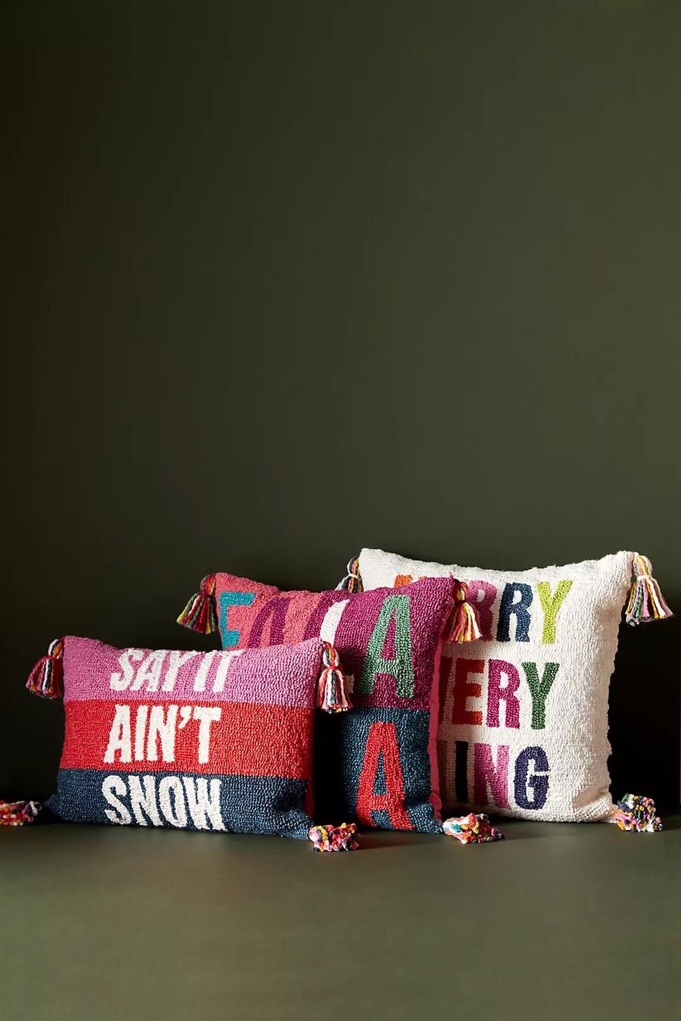 Seasons Greetings Hooked Pillow