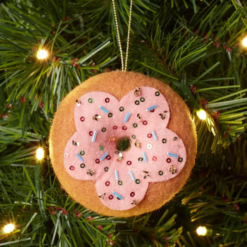 Sequined Felt Donut Christmas Ornament