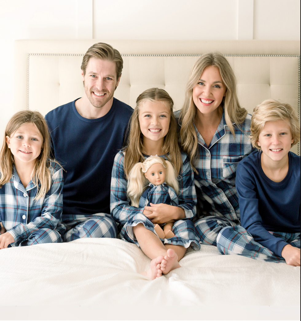 SleepytimePjs Christmas Family Matching Blue Plaid Flannel Pajama Sets