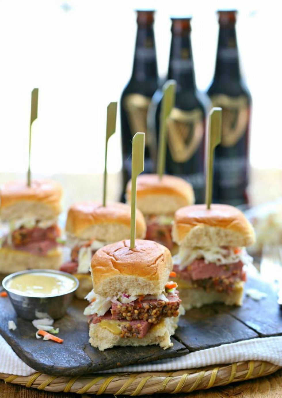 Slow Cooker Corned Beef and Cabbage Sliders With Guinness Mustard