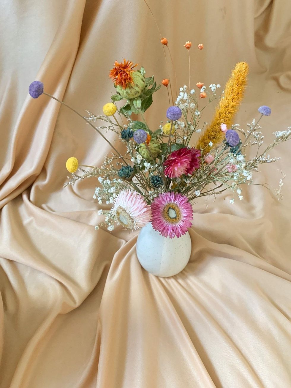 Small Dried Bouquet In Ceramic Vase