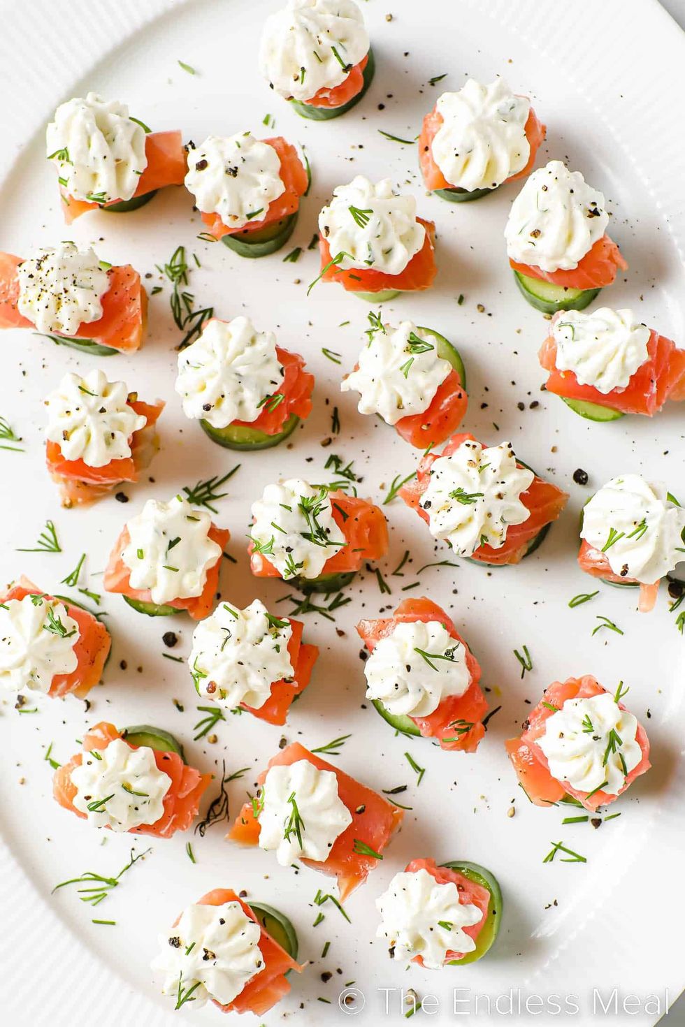 Smoked Salmon Appetizers with Cucumber and Lemon Dill Cream Cheese