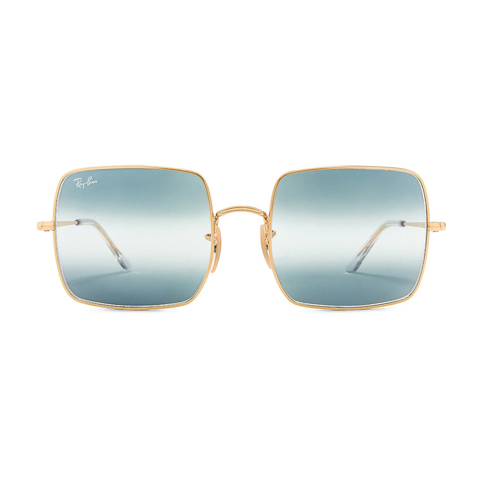 square sunglasses with blue lenses from ray ban