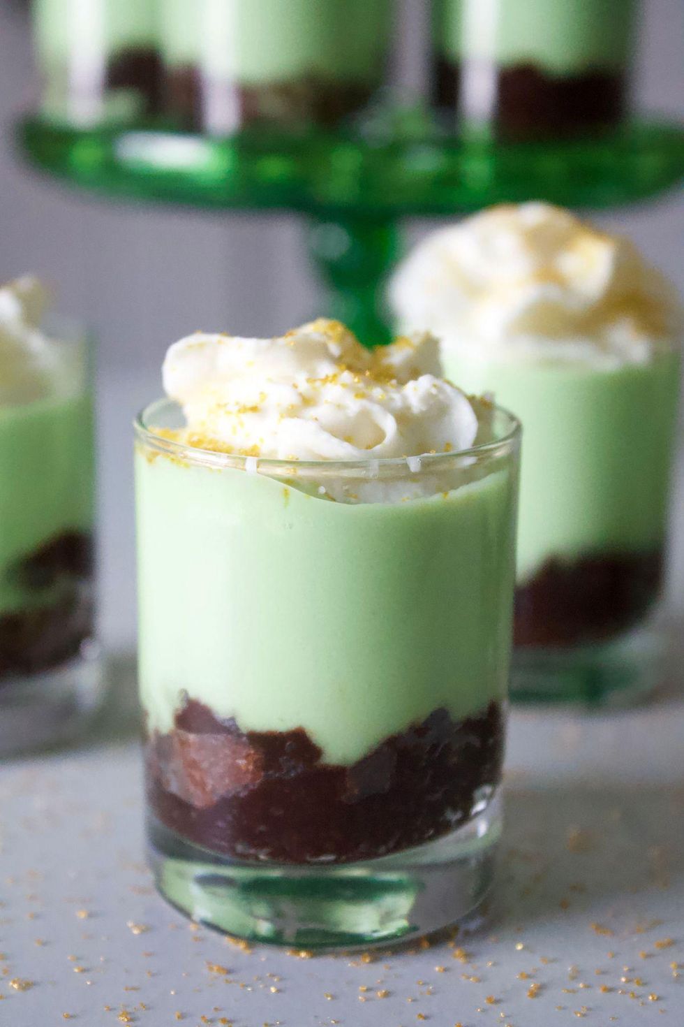 St. Patricks Day Desserts in shot glasses