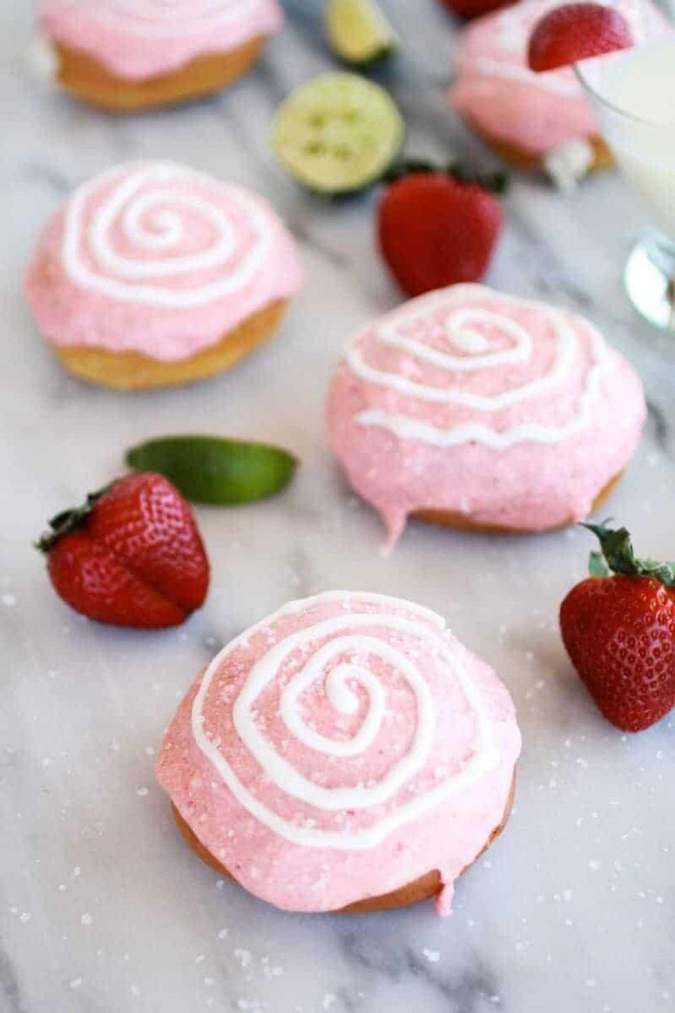 Strawberry Margarita Cream Filled Donuts