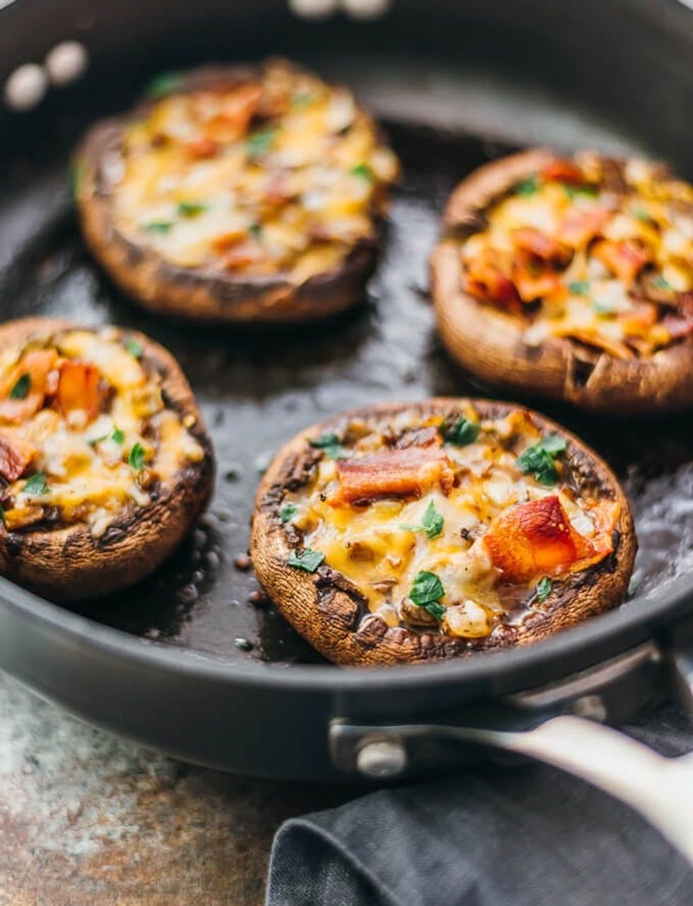 Stuffed Portobello Mushrooms With Bacon and Cheddar