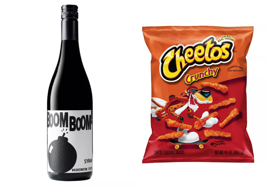 Syrah wine and Cheetos snack pairing