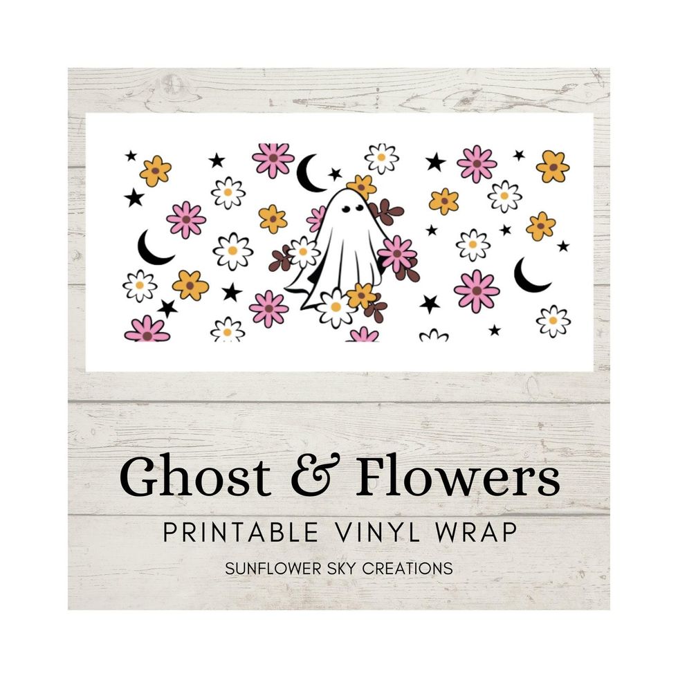 TheSunflowerSky Ghost & Flowers Printable Vinyl Wrap