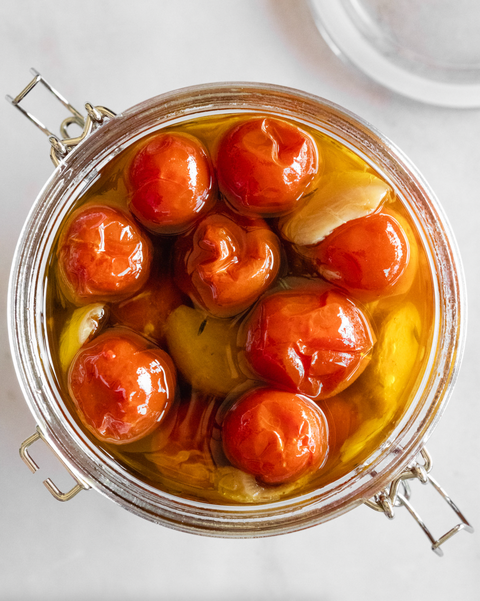 tomato confit in a glass jar