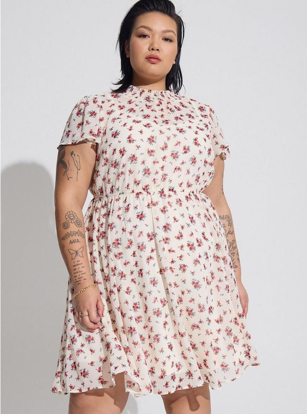 Torrid Mini Chiffon Smocked Dress