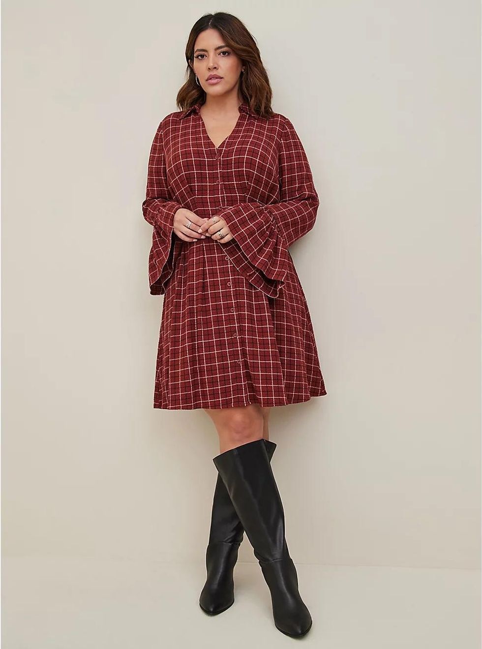 Torrid Mini Gauze Bell Sleeve Shirtdress