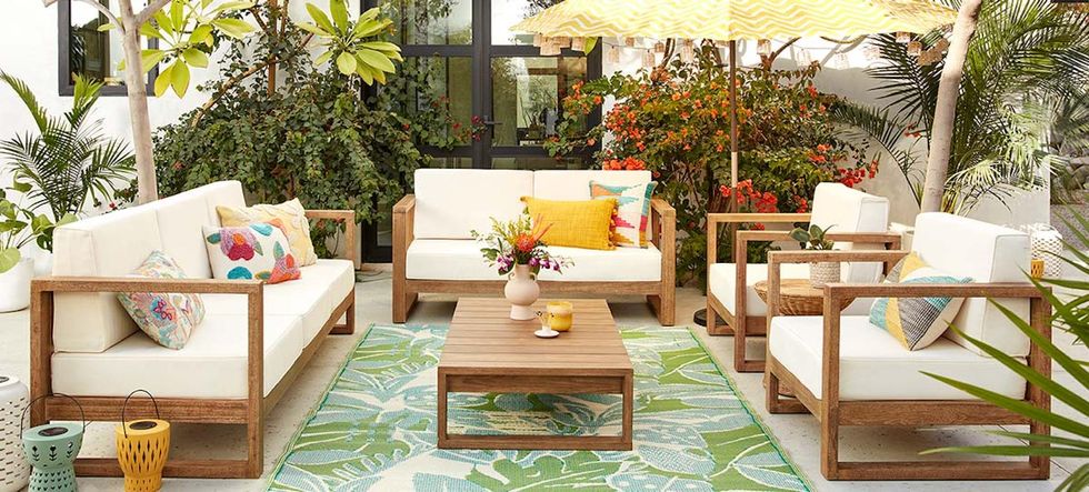 tropical outdoor seating area