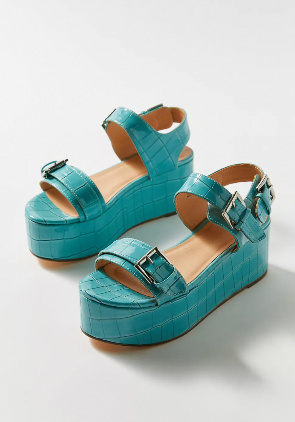 turquoise croc sandals