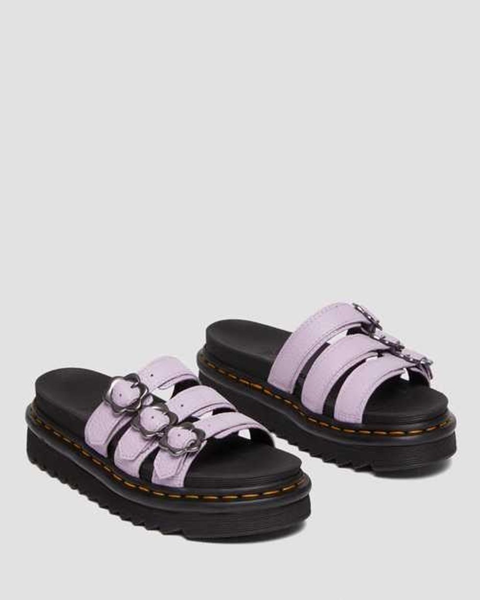 \u200bDoc Martens Blaire Flower Buckle Milled Nappa Slide Sandals