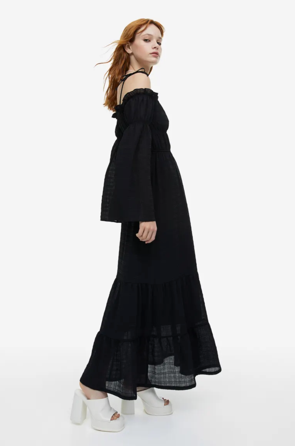 \u200bH&M Off-The-Shoulder Tiered Maxi Dress