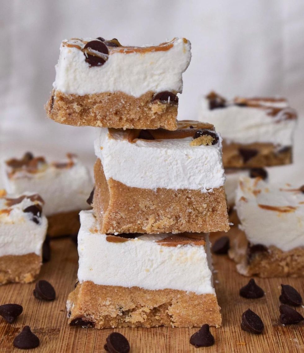 \u200bVegan No Bake Cookie Dough Cheesecake Bars