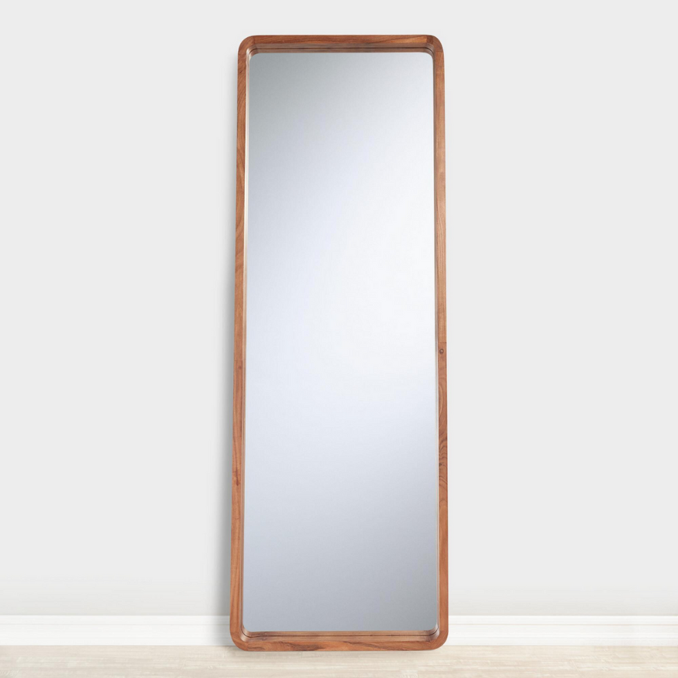 \u200bWorld Market Natural Wood Leaning Full Length Mirror with rounded edges