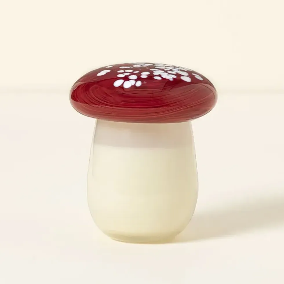 Uncommon Goods Blown Glass Mushroom Cap Candle