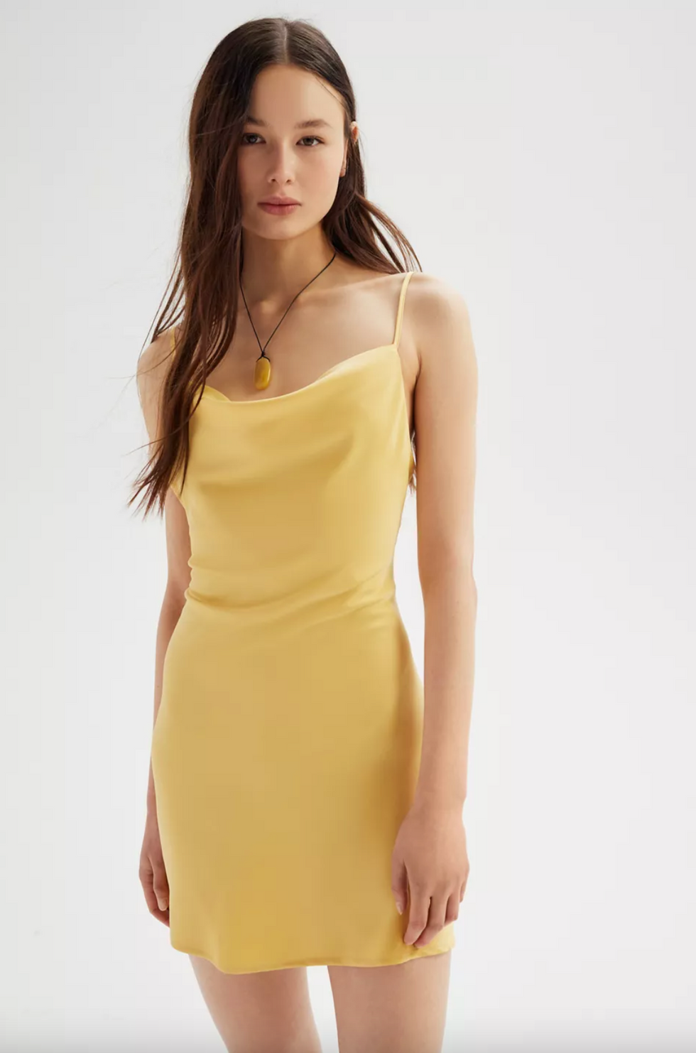 UO Mallory Cowl Neck Slip Dress in Honey spring dresses