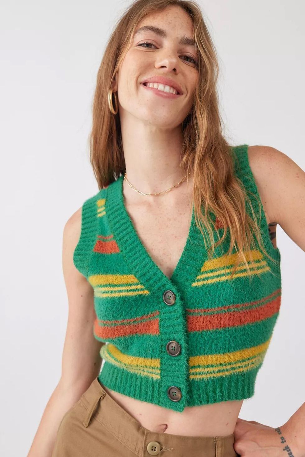 Urban Outfitters Rickie Cropped Sweater Vest