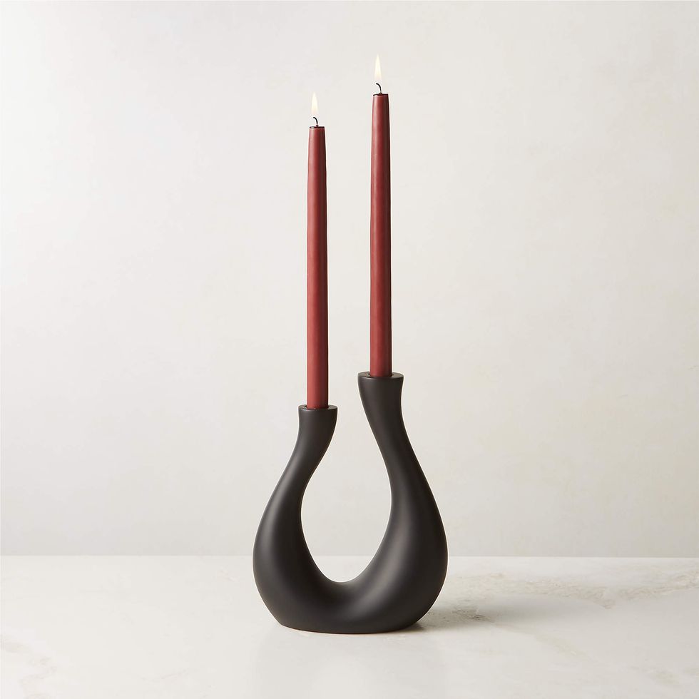 Uri Matte Black Cement Taper Candle Holder