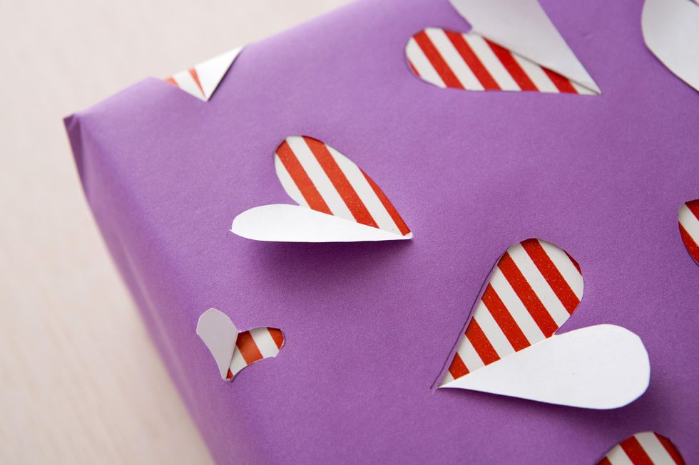 valentine's day present with peek a boo hearts