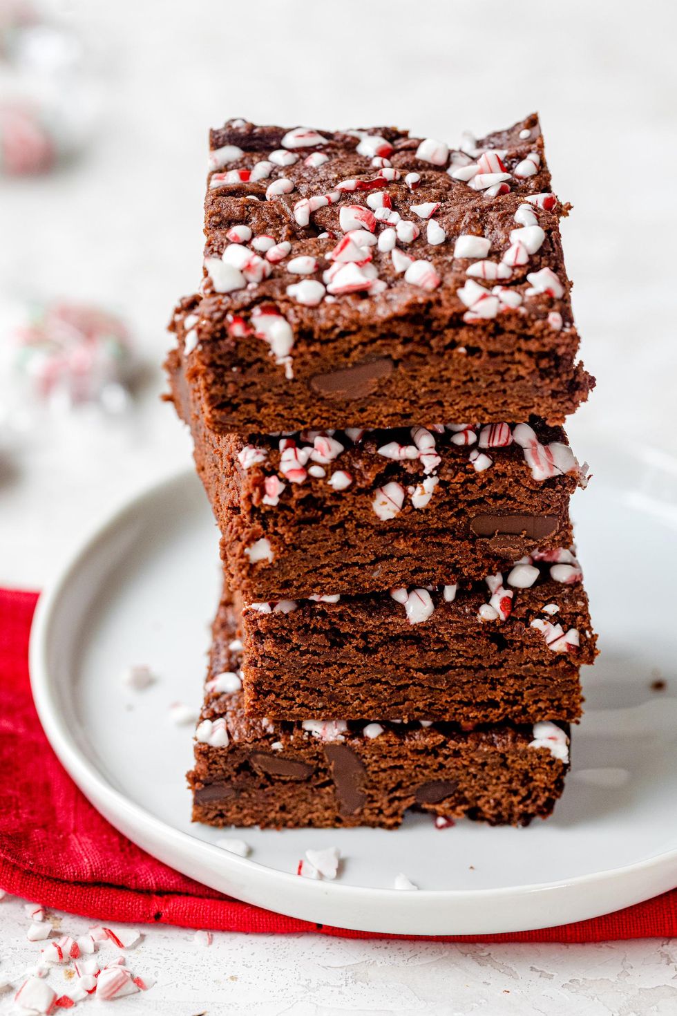 vegan peppermint brownies with candy cane pieces