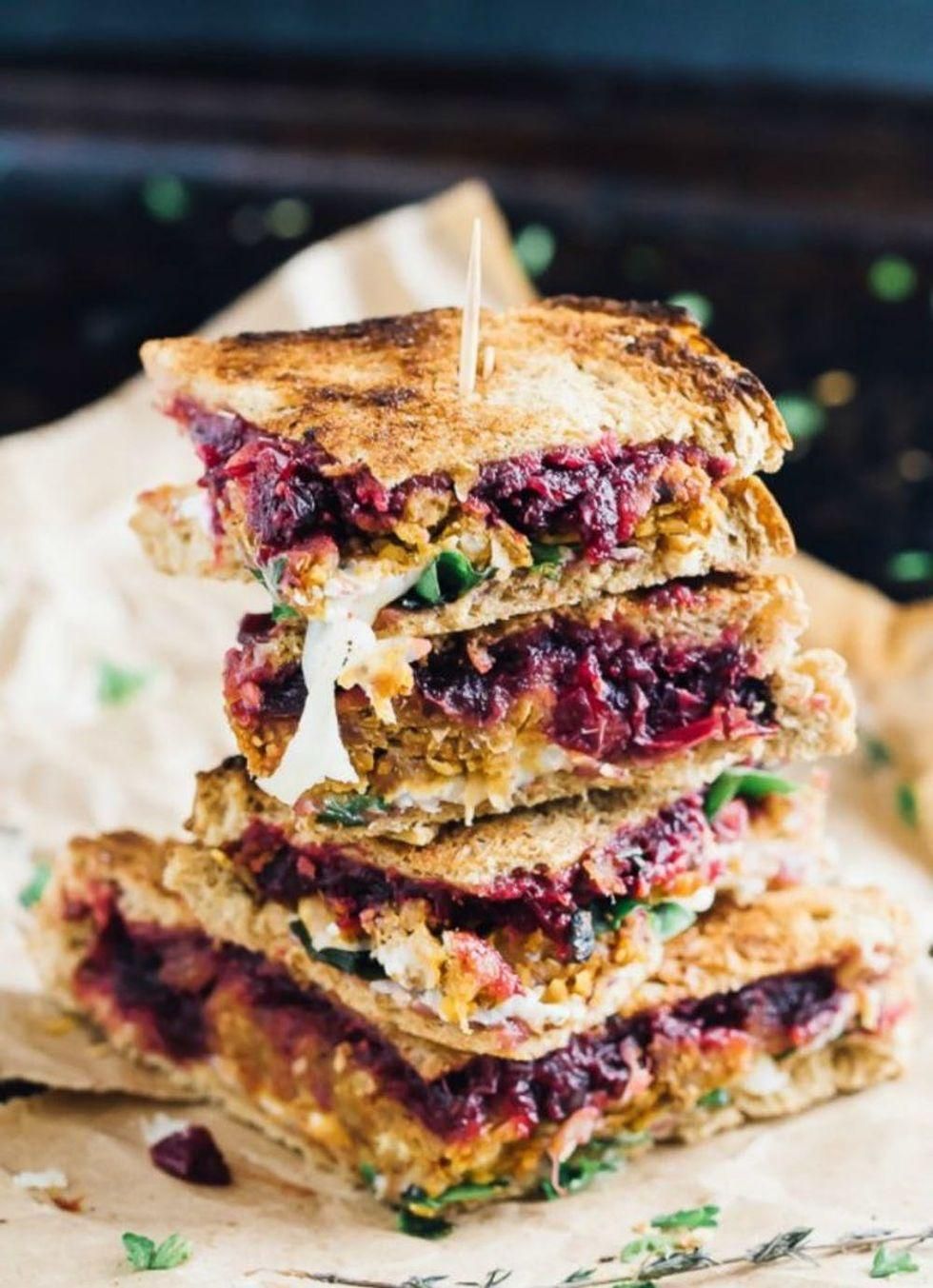 Vegetarian Meatloaf and Cranberry Thanksgiving Leftover Sandwich