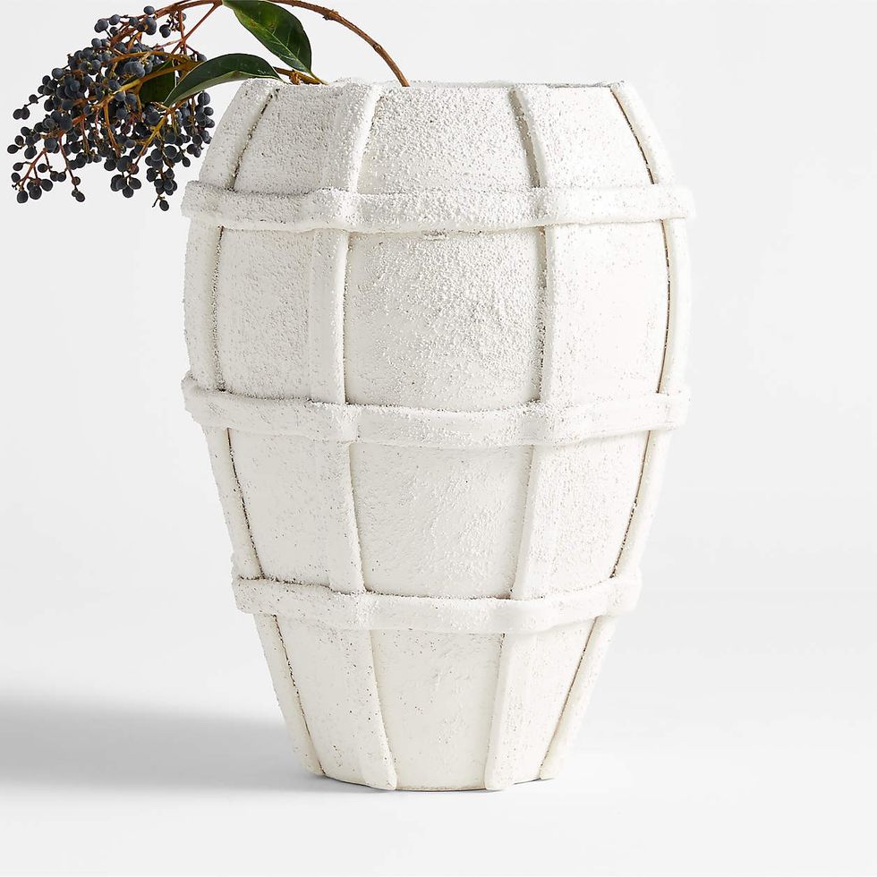 Villa White Grid Ceramic Vase