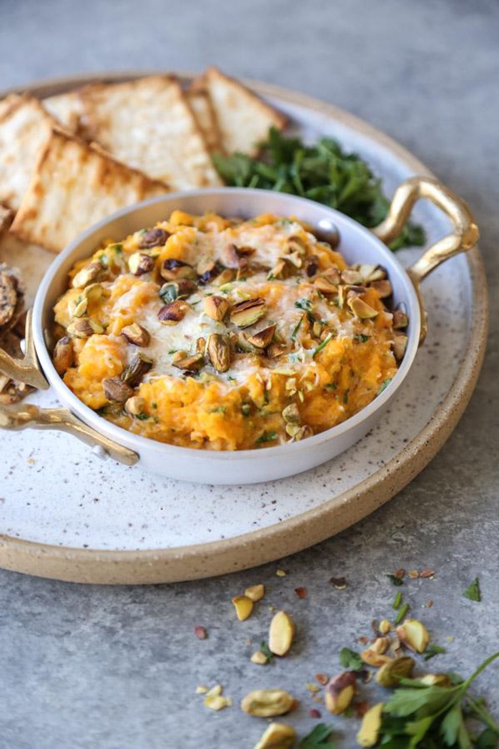 Warm Butternut Squash Dip With Gruy\u00e8re and Pistachios