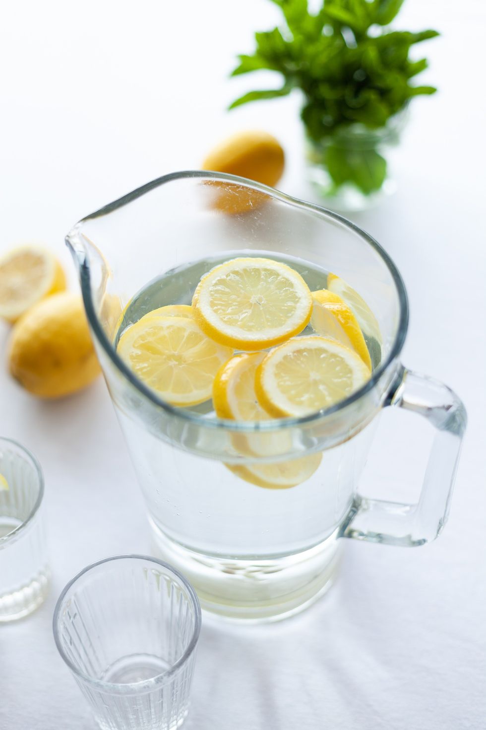 water pitcher with lemon slices