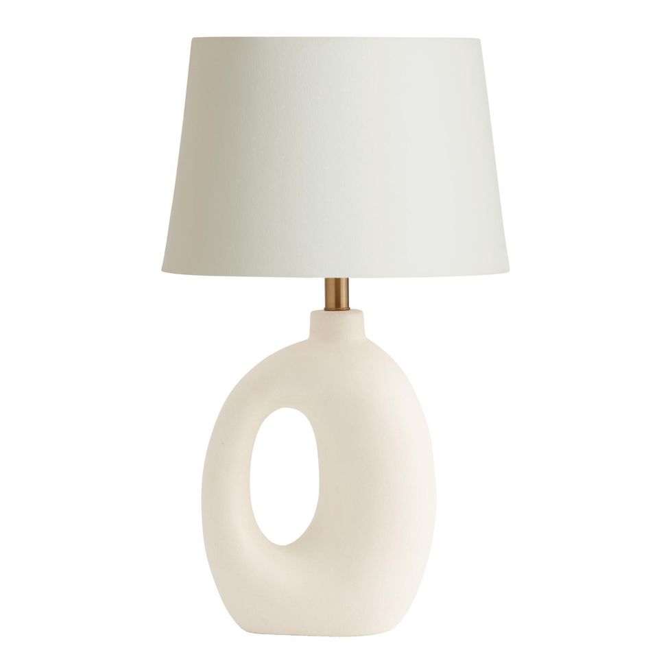 White Abstract Ceramic Lyra Table Lamp