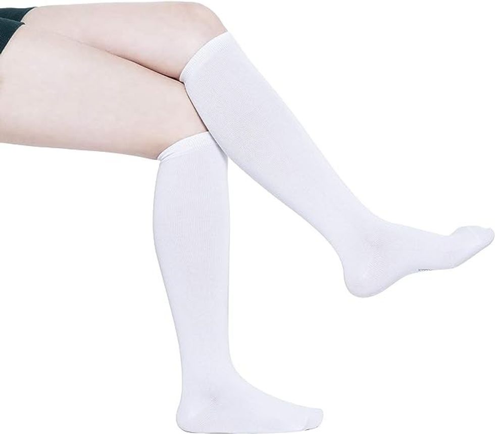 White Cotton Knee Socks