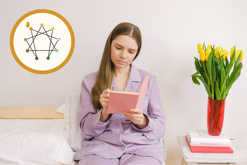 woman with enneagram journal prompts