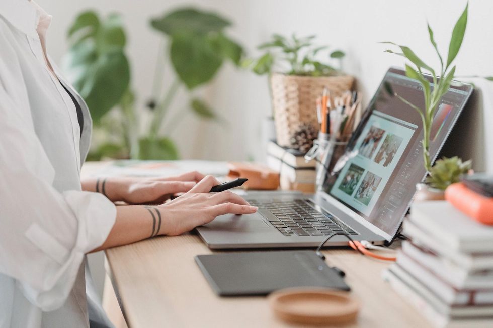 woman working on computer