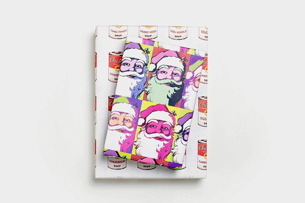 Wrappily Warhol Santa & Soup Cans Eco Gift Wrap Eco-Friendly Gift Wrapping Ideas