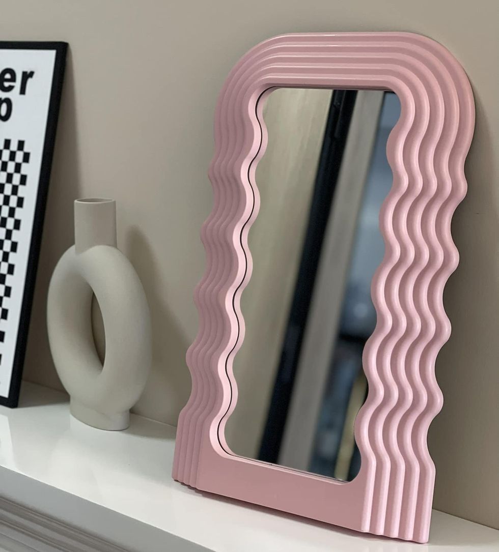 Z PLINRISE Aesthetic Wave Pattern Irregular Frame Mirror