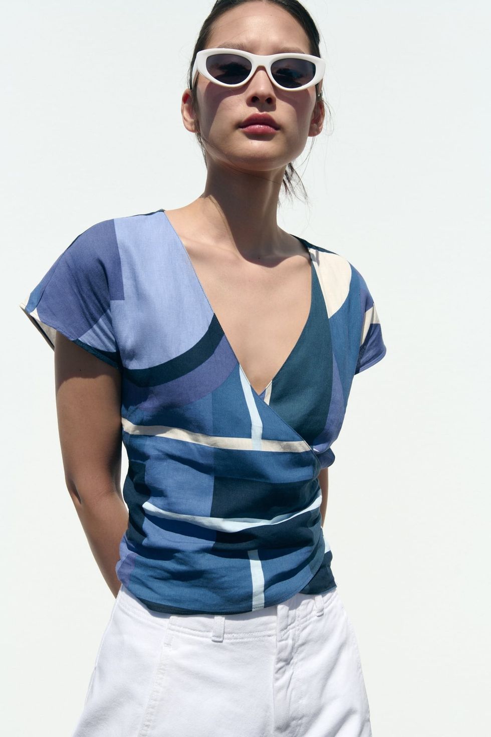 Zara Linen Blend Printed Top