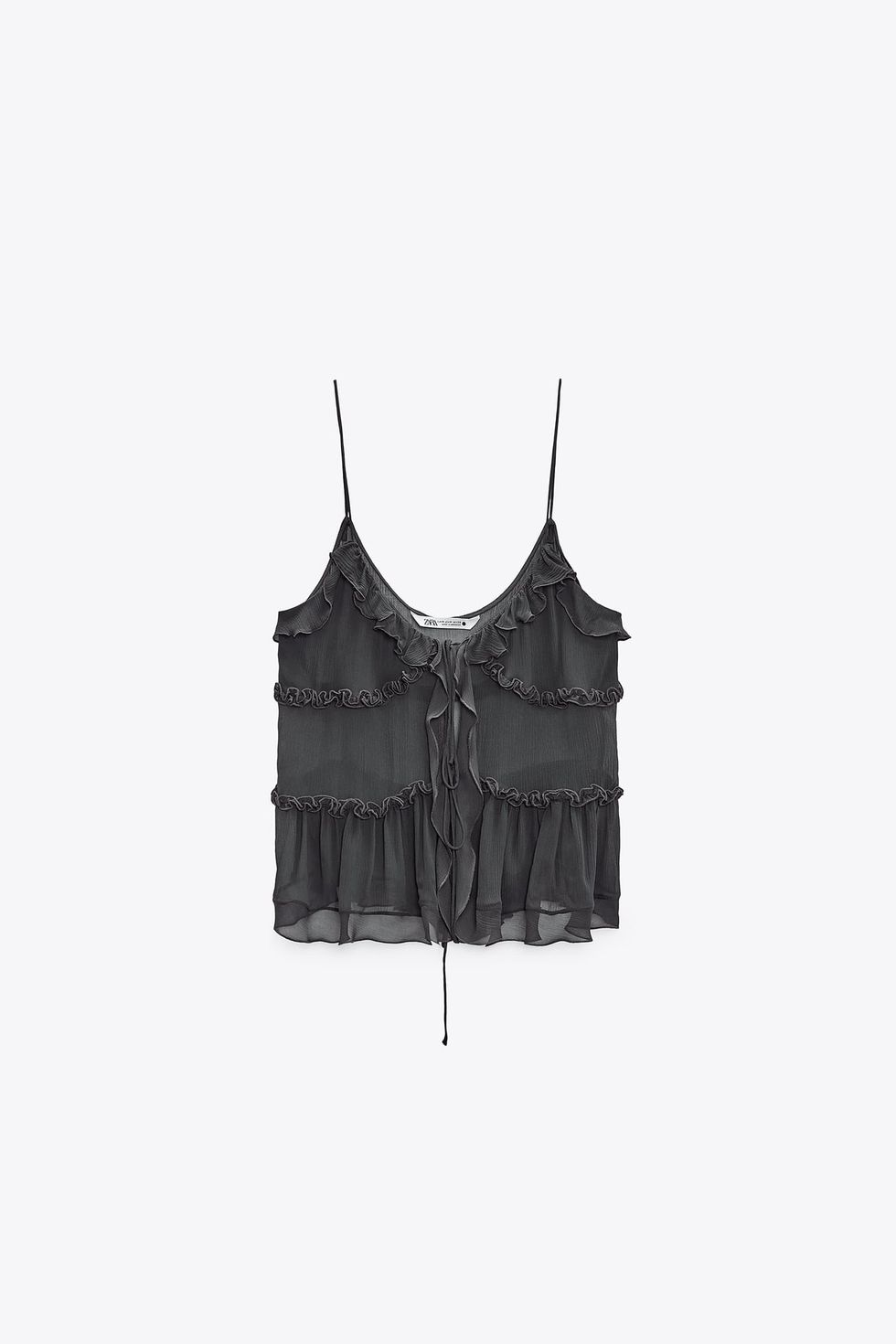 ZARA Ruffled Semi-Sheer Top