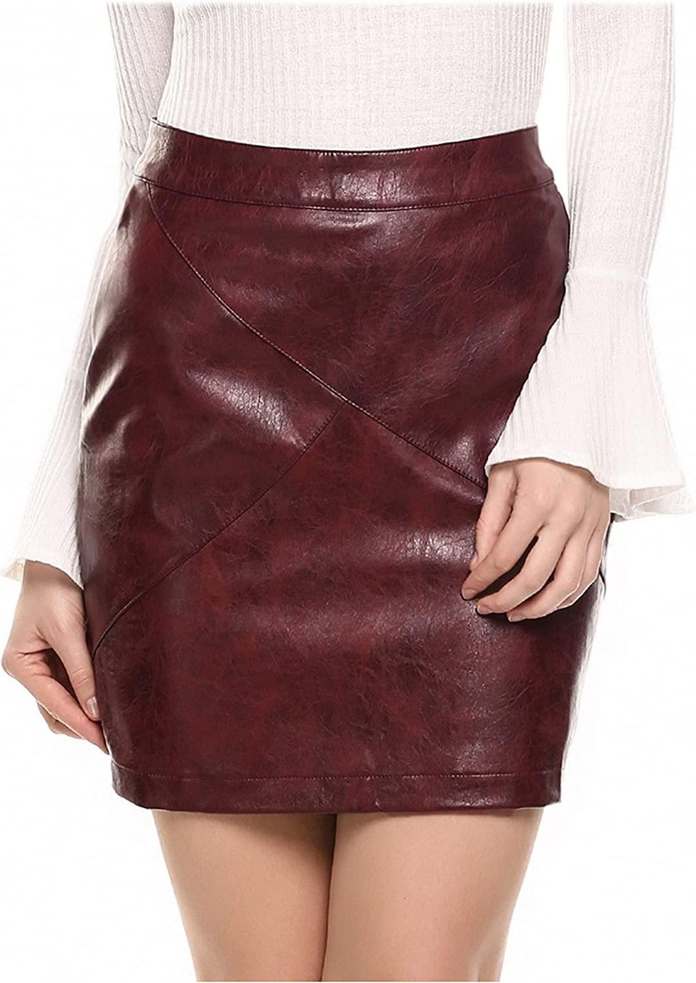 Zeagoo High Waisted Faux Leather Pencil Skirt