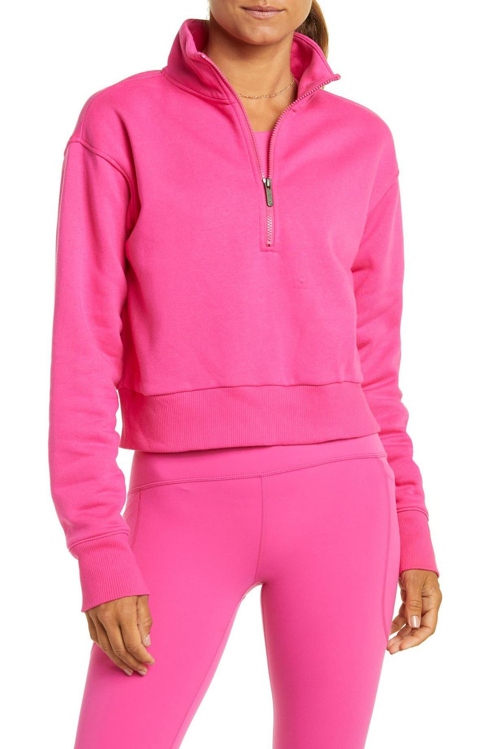 Zella Cara Lite Half Zip Crop Sweatshirt